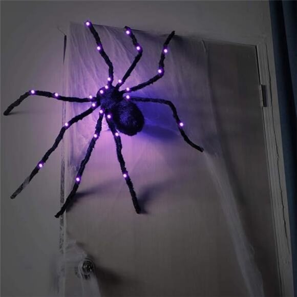 Halloween Spider Decorations, Giant Light up Black Hairy...